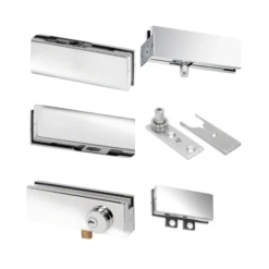 CRL PHA6LPS Polished Stainless North American Patch Door Kit For Double Doors For Use With Fixed Transom - With Lock
