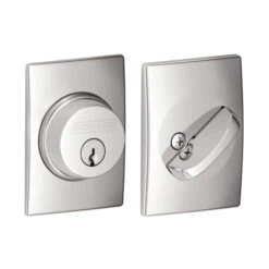 Schlage Residential B60 CEN 625 12-287 KD Grade 1 Single Cylinder Deadbolt, Greenwich Trim, Conventional Cylinder, Triple Option Latch, Round Corner Strike With Reinforcer, Keyed Different, Bright Chrome Bright Chrome