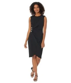 Calvin Klein Scuba Crepe Midi With Ruched Detail