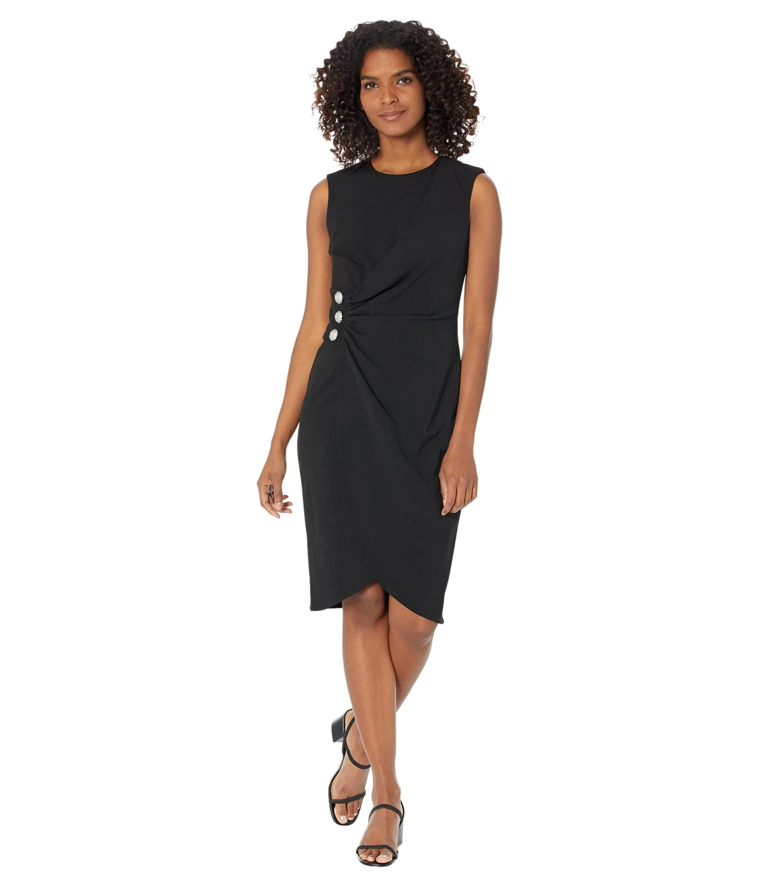Calvin Klein Scuba Crepe Midi With Ruched Detail
