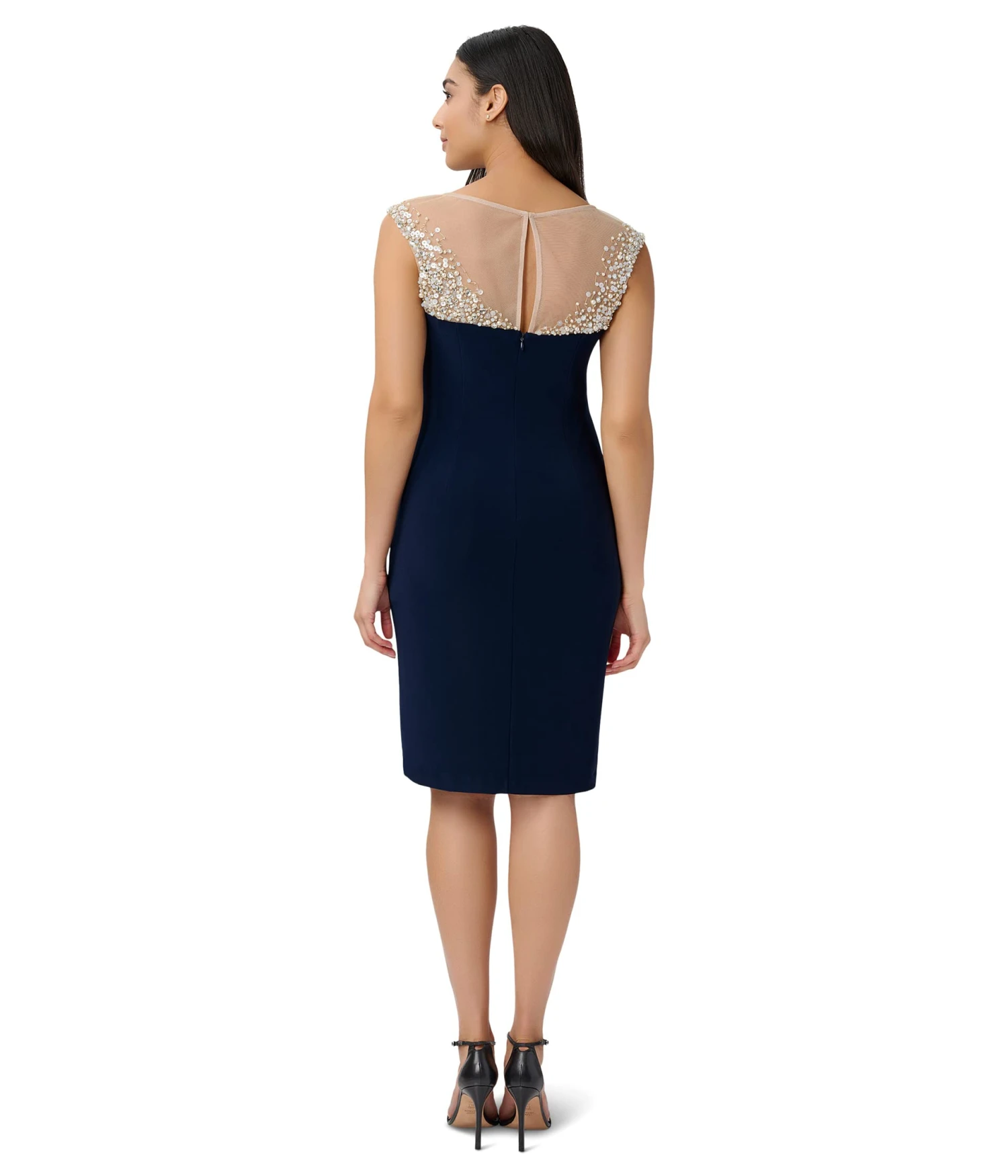 Adrianna Papell Sleeveless Stretch Jersey Cocktail Dress With Beaded Yoke - Image 2