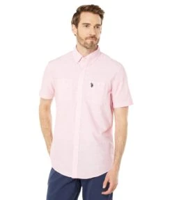 U.S. POLO ASSN. Short Sleeve Solid Eoe Slub Woven Shirt