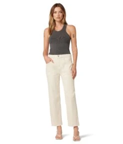 Hudson Jeans Remi Straight Ankle W/ Elastic Band In Ecru