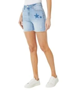 U.S. POLO ASSN. 4 1/2" High-Rise Destructed Stretch Denim Shorts In Lismore Wash