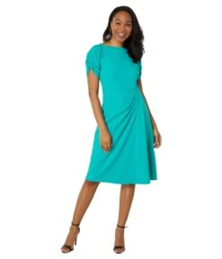 Maggy London Ruched Sleeve Midi Dress