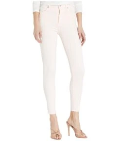 7 For All Mankind High-Waist Ankle Skinny In Solid Pink
