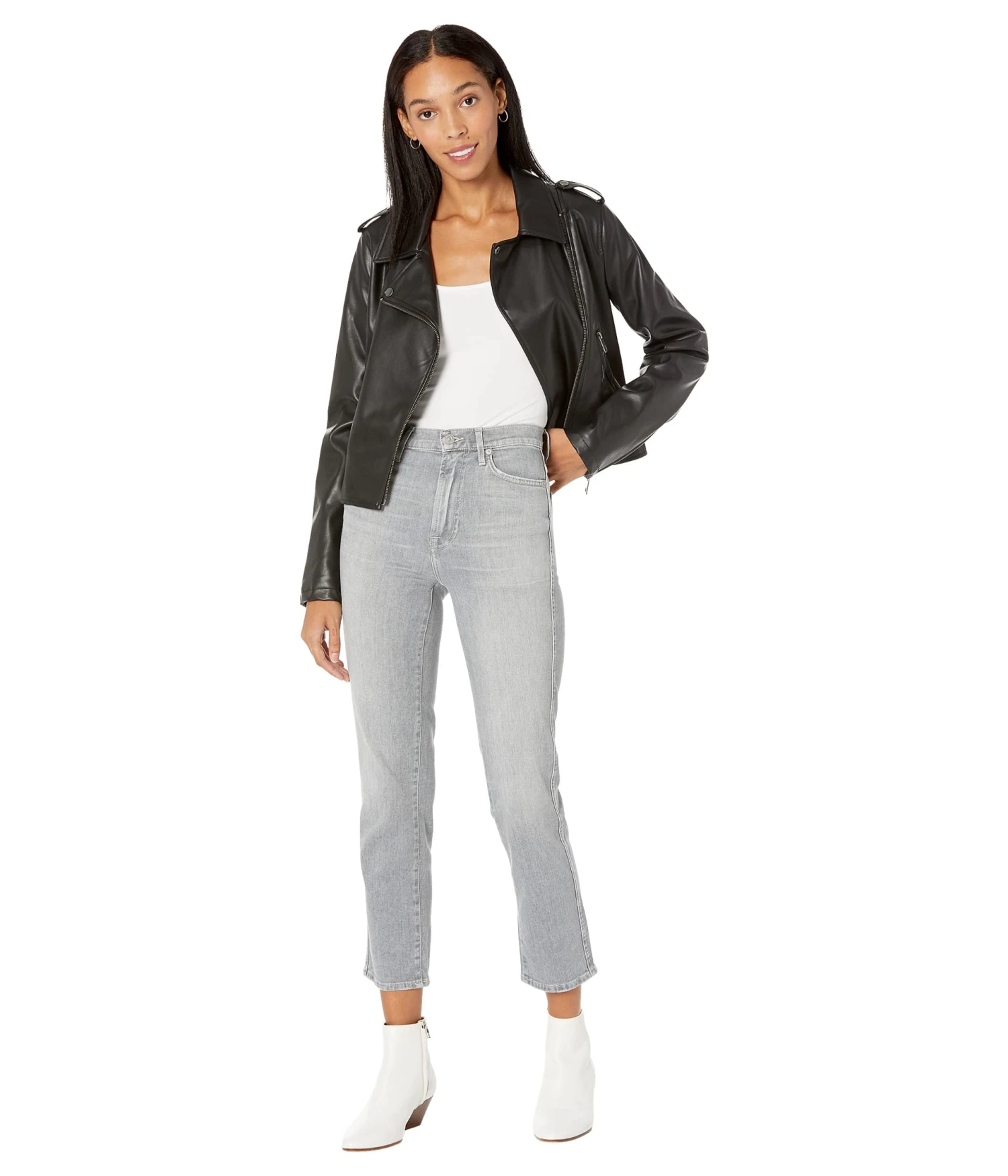 7 For All Mankind High-Waist Cropped Straight In Lefthand Bergamot Grey - Image 4