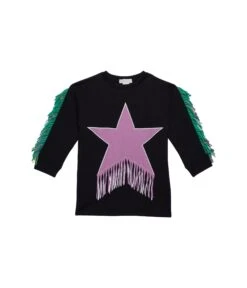 Stella McCartney Kids Dress With Star Patch And Fringes (Toddler/Little Kids/Big Kids)