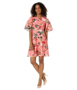 Vince Camuto Scuba Crepe Split Flutter Sleeve Fit-and-Flare