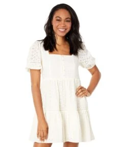 Madewell Eyelet-Mix Tiered Mini Dress