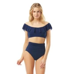 Carmen Marc Valvo Marche De Solids Ruffle Bikini Top