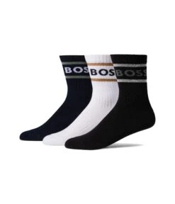 BOSS 3-Pack Rib Stripe Crew Socks