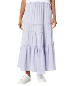 Madewell Linen-Blend Pull-On Tiered Maxi Skirt In Stripe-Play