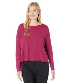 Eileen Fisher Boatneck Box Top In Organic Linen Cotton Jersey