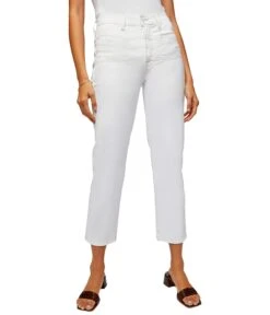 7 For All Mankind High-Waist Cropped Straight In Clean White