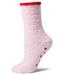 Karen Neuburger Fluffy Solid Sock With Red Heart Grippers