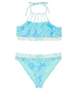 Hobie Kids Honolulu Honey High Neck Strappy High Neck Bralette And Hipster (Big Kids)