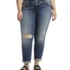 Silver Jeans Co. Plus Size Boyfriend Mid-Rise Slim Leg Jeans W27101EAE308