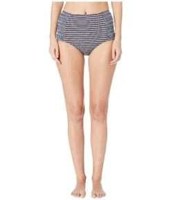 Jonathan Simkhai Striped Smocked High-Waisted Bikini Bottoms