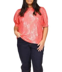 MICHAEL Michael Kors Plus Size Foil Puff Sleeve Baby Top