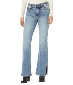 KUT From The Kloth Ana High-Rise Fab Ab Flare-Baby Side Slit Bottoms