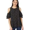 MICHAEL Michael Kors Watercolor Ditsy Cold-Shoulder Top