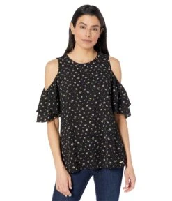 MICHAEL Michael Kors Watercolor Ditsy Cold-Shoulder Top