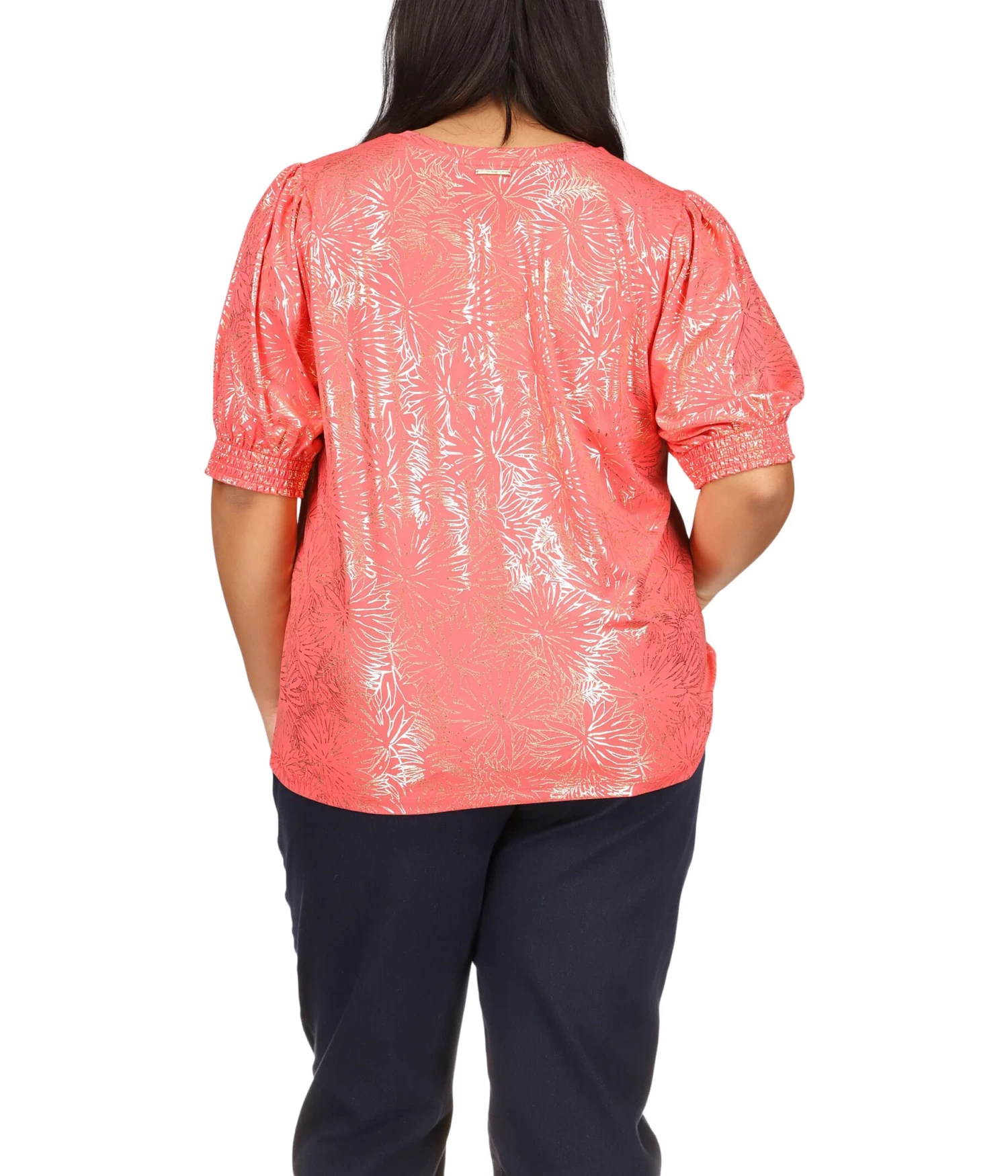 MICHAEL Michael Kors Plus Size Foil Puff Sleeve Baby Top - Image 2