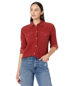 Elliott Lauren Corduroy Snap Front Shirt With Western Details