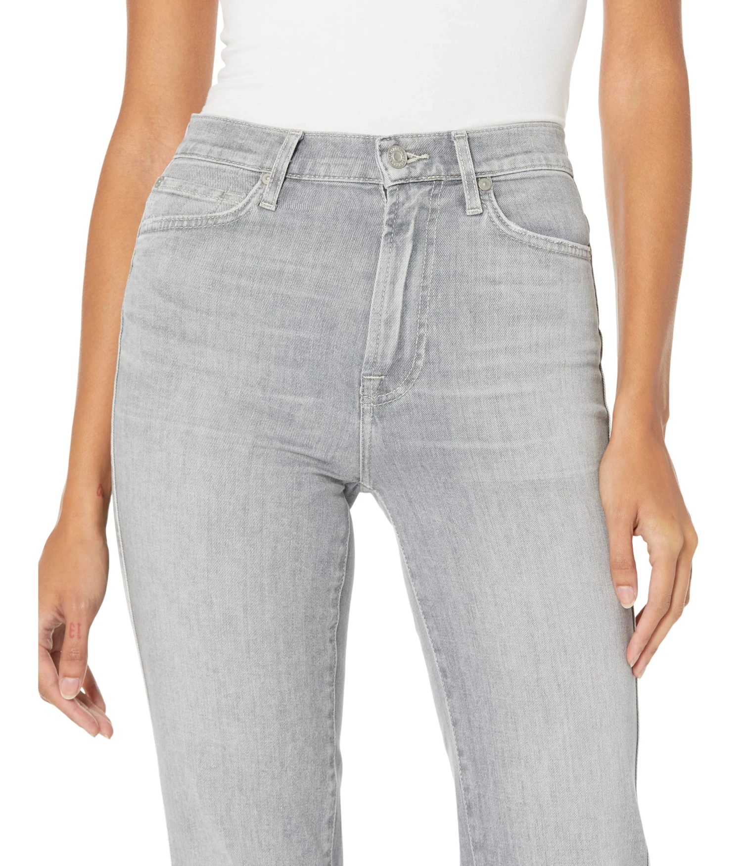 7 For All Mankind High-Waist Cropped Straight In Lefthand Bergamot Grey - Image 3