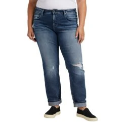 Silver Jeans Co. Plus Size Boyfriend Mid-Rise Slim Leg Jeans W27170SJL267